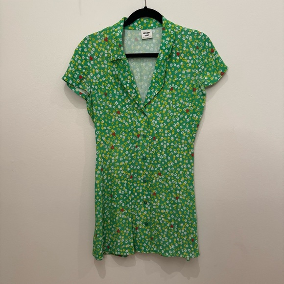 Aritzia Sunday Best Vida Dress in Lawn Green/Daisy - Picture 2 of 4